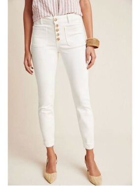 Anthro Pilcro High Rise Denim White Button-Fly Women's leggings size 32